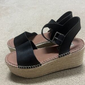 Steve Madden Black Espadrille Wedges
